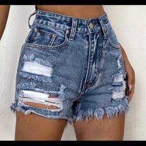 Distressed Denim Shorts